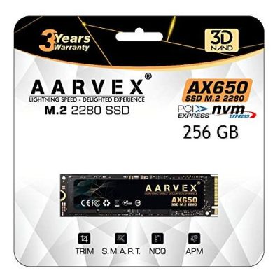 Aarvex AX650 M.2 256GB NVM Express M.2 NVMe PCIe Gen3x4 High Performance SSD