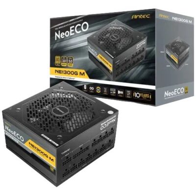 Antec NeoECO NE1300G Fully Modular, 80 Plus Gold Certified, PCIE 5.0 Support, PhaseWave Design, Japanese Caps, Zero RPM Manager, Silent 120mm Fan, 10-Year Warranty